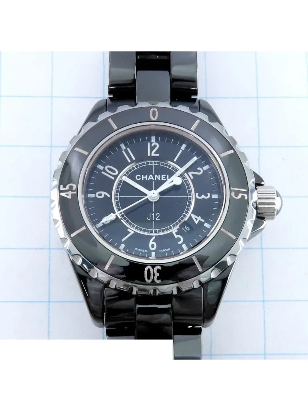 Chanel Black Ceramic SS 33 Date Watch Quartz